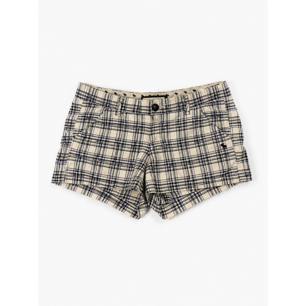 Abercrombie & Fitch Y2K Plaid Low Rise Shorts Navy Cream Women's Size 6